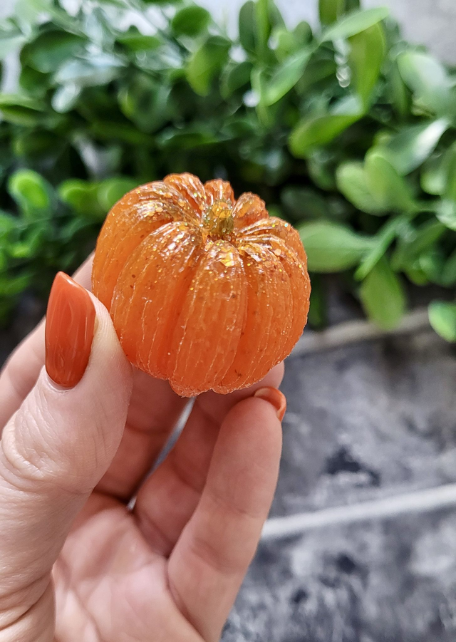 Dark Orange Glitter Pumpkin - Small