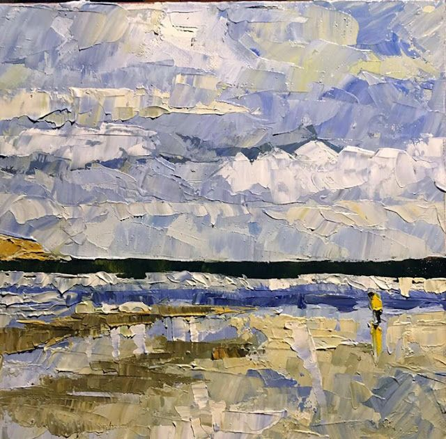 Filey beach 12x12 inch. ORIGINAL OIL PAINTING