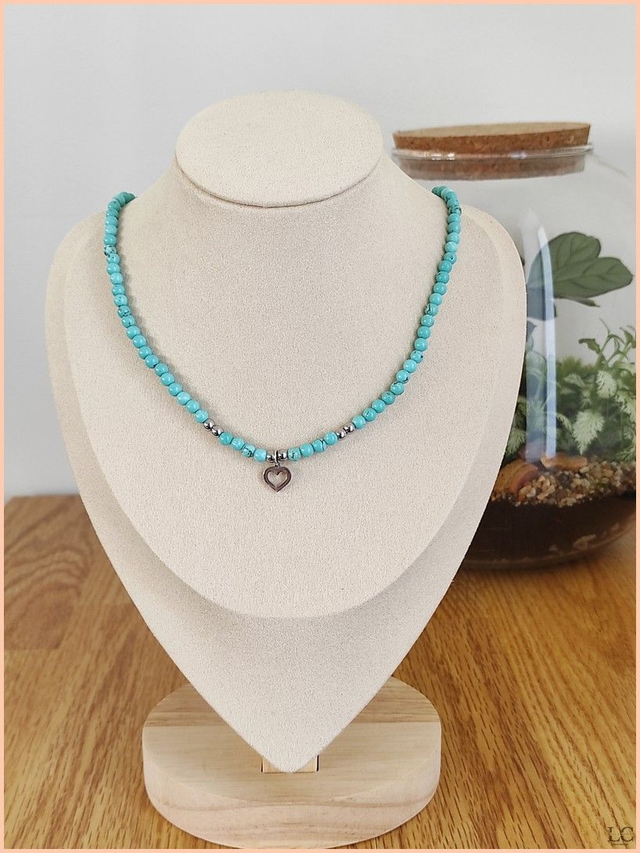 Collier de perles, pierre naturelle - Turquoise