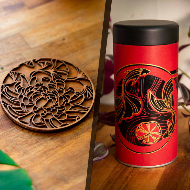 Pack complet dragon - Tasse, sous tasse + boîte à thé
