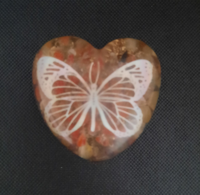 Coeur décoration Agate jaune / Agate rouge