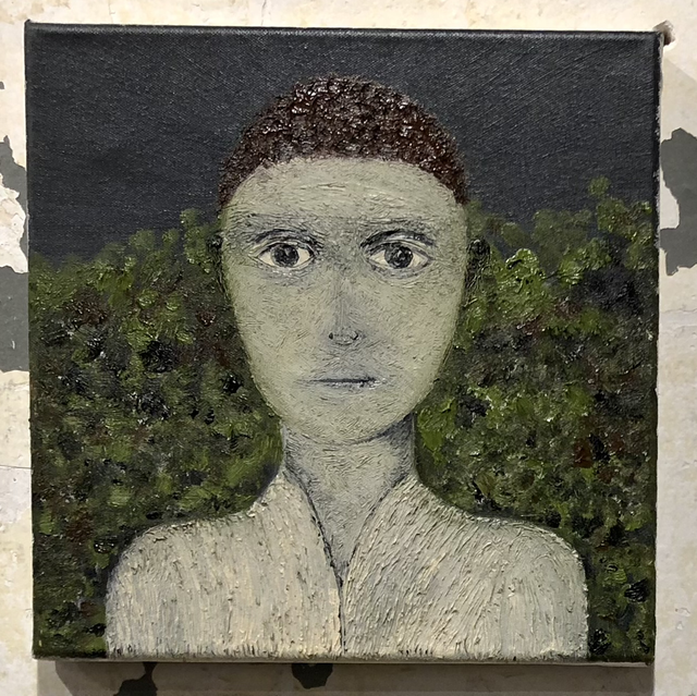 Jeune homme 30x30 cm Huile sur toile 