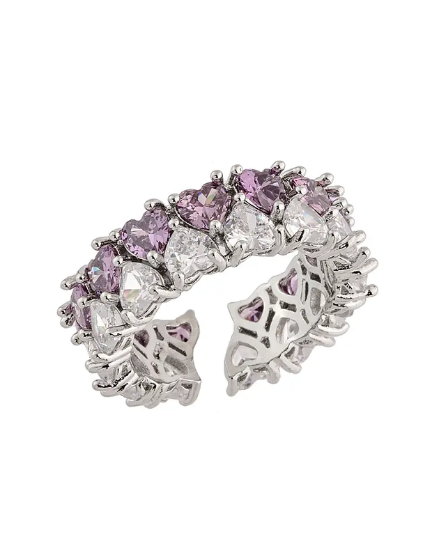 Anel Riviera Lilás N.18 - Ródio