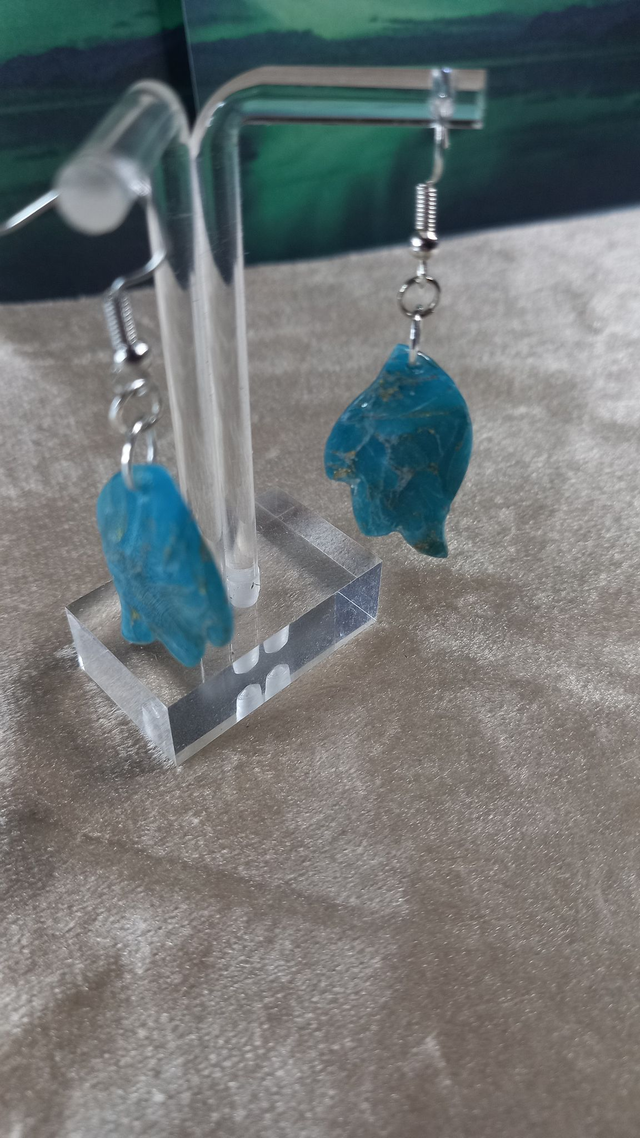 Boucles d'oreilles - feuilles de turquoise