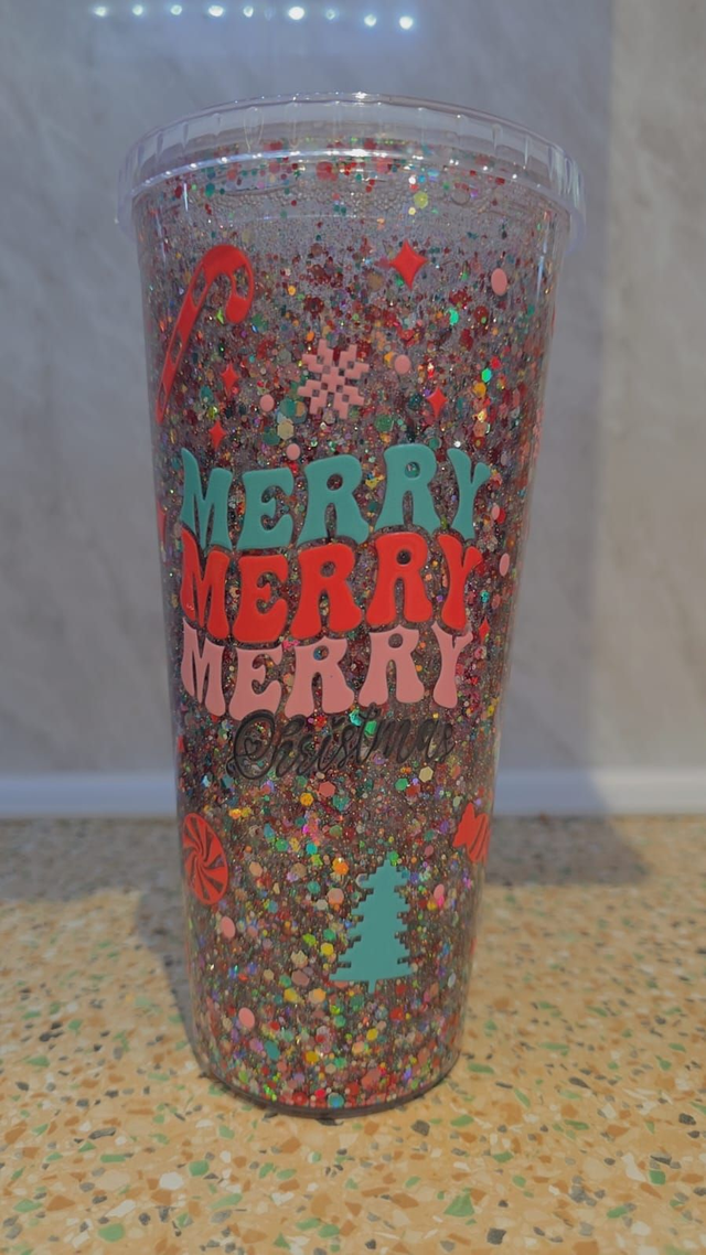 24oz Glitter Christmas Tumbler