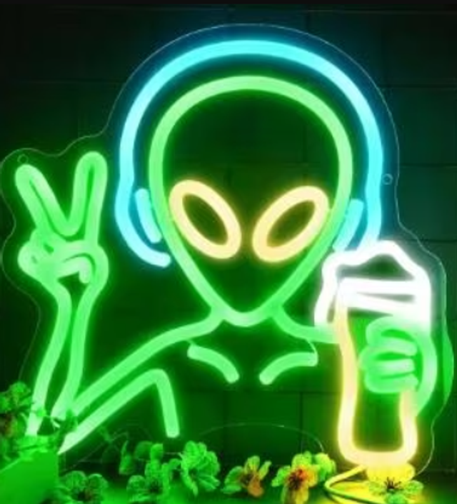 LED lamp neon stijl DJ Alien (30x30cm)