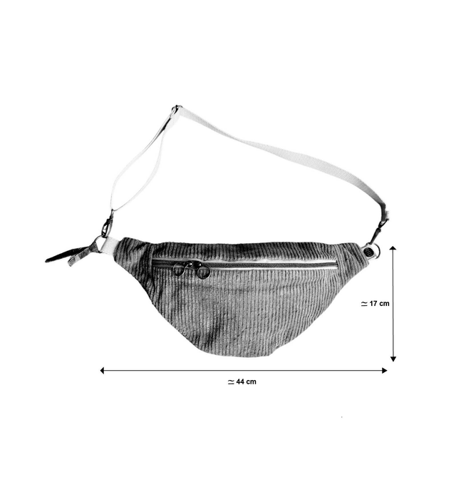 Sac Banane Uni velours côtelé BLEU MARINE