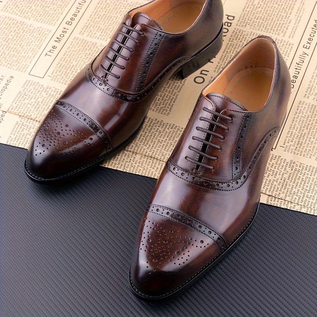 Men's Solid Cap Toe Brogue Oxfords
