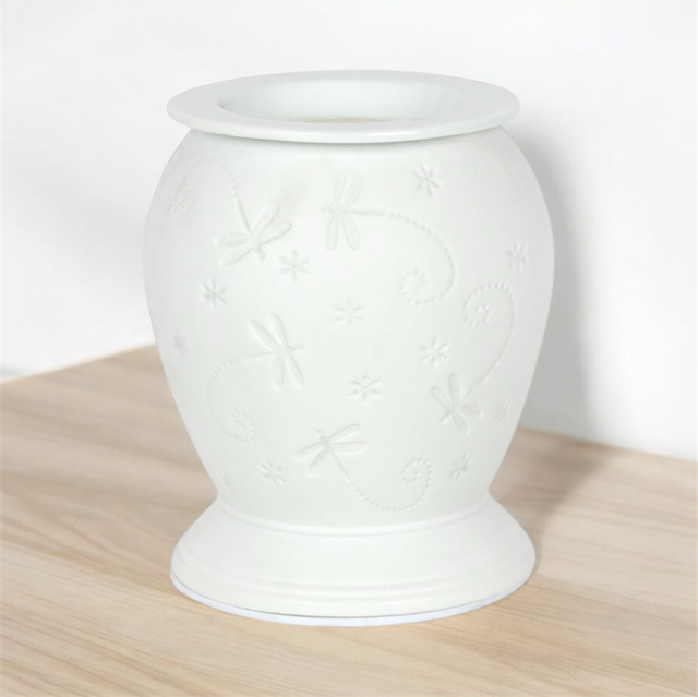 Dragonfly white ceramic electric warmer
