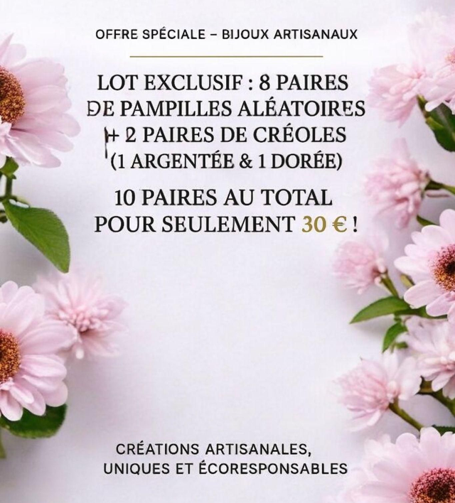 Lot de 8 paires de pampilles et 2 paires de créoles 