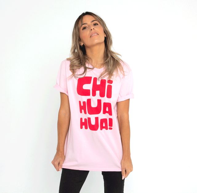 Camiseta rosa unisex modelo Chihuahua