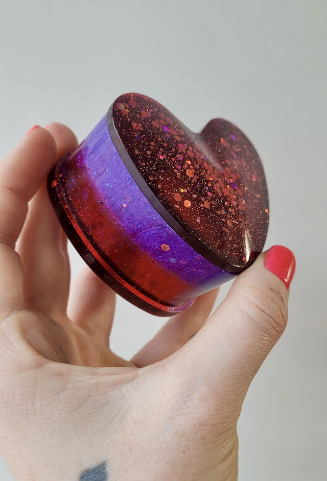 Heart Pot Trinket Tray – Bright Pink and Blue Glitter Heart Shaped Box (1)