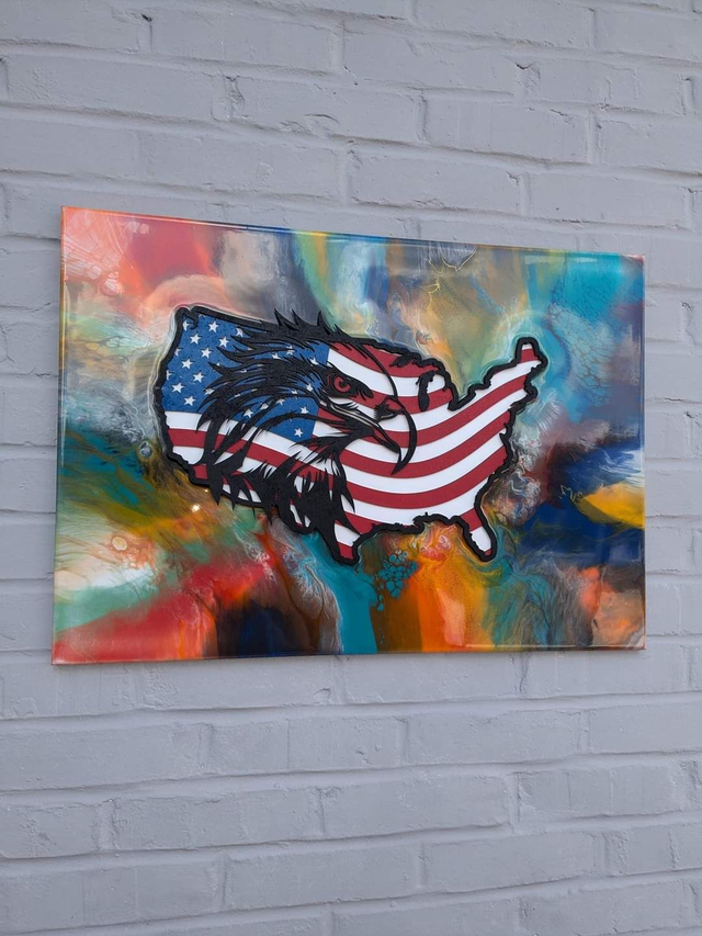 Tableau Décoratif Epoxy "USA"