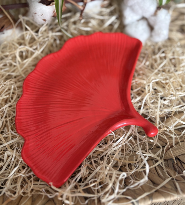 Plateau Ginkgo en jesmonite : Rouge