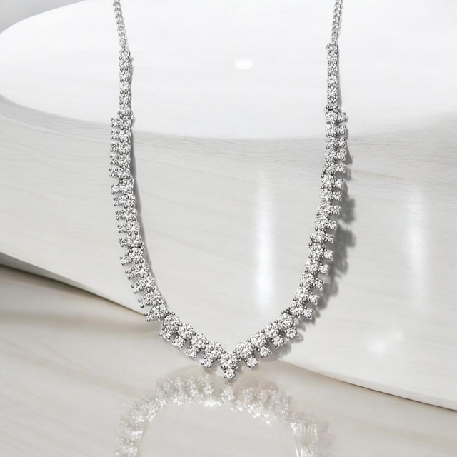 Stunning Swarovski Zirconias &amp; Platinum Vermeil Necklace.