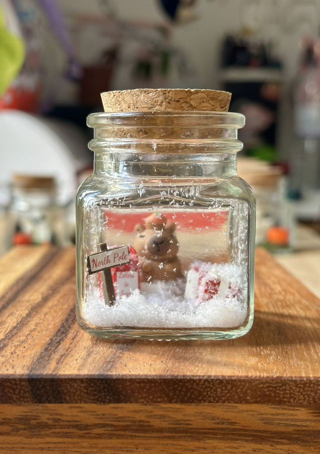🍃 Mini terrarium verre - Édition hiver - Capybara