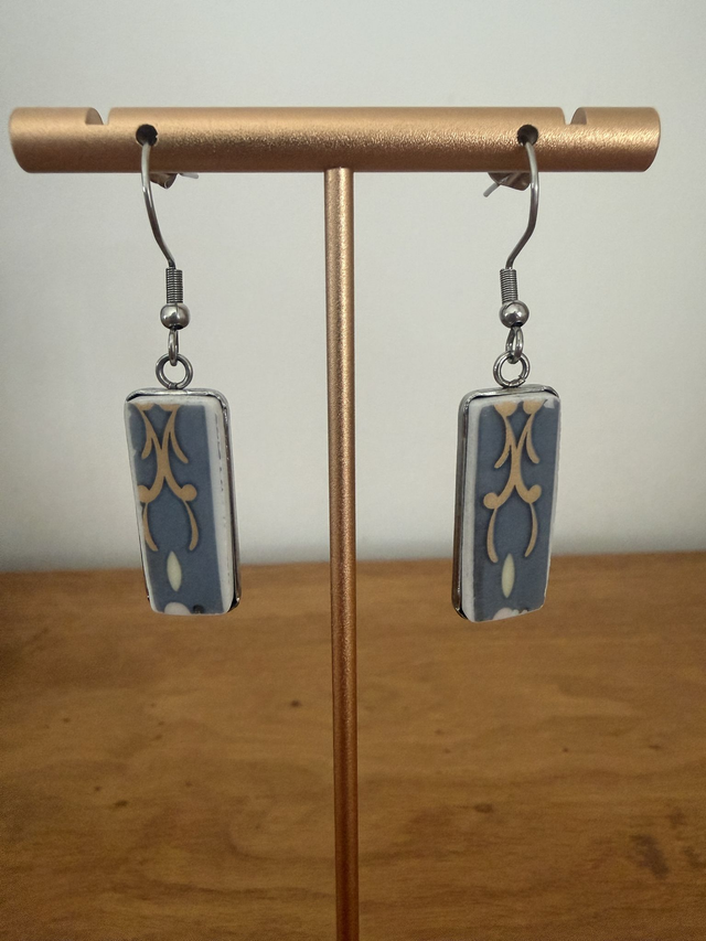 Boucles d'oreilles rectangulaires argentées 