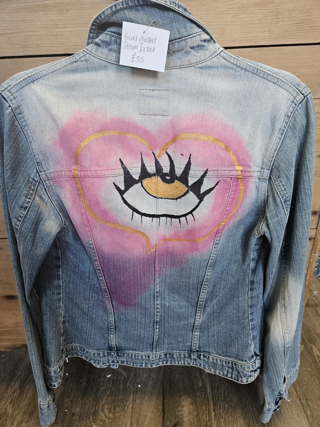 Vintage denim with hand painted detail 