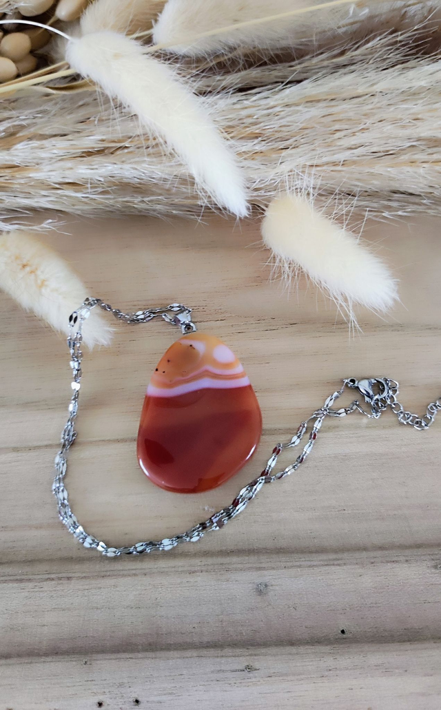 Pendentif "Isis" Agate de Botswana orange
