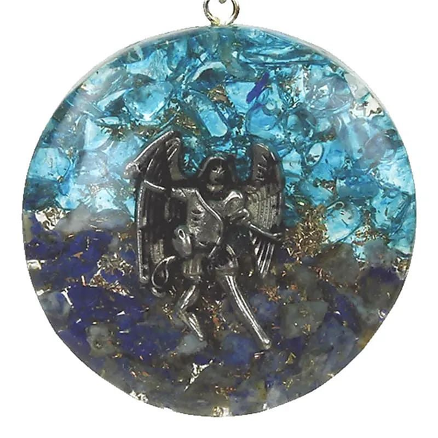 Pendentif Orgonite Archange Michael | Lapis-Lazuli & Topaze - Protection et Courage