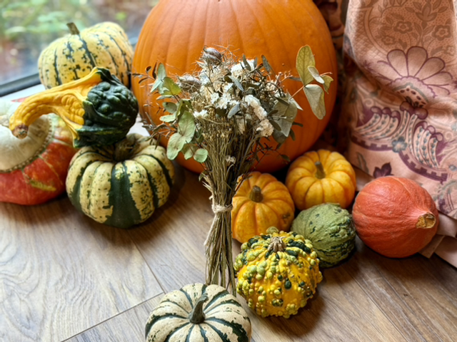 everlasting neutral tones dried flower and eucalyptus bouquet