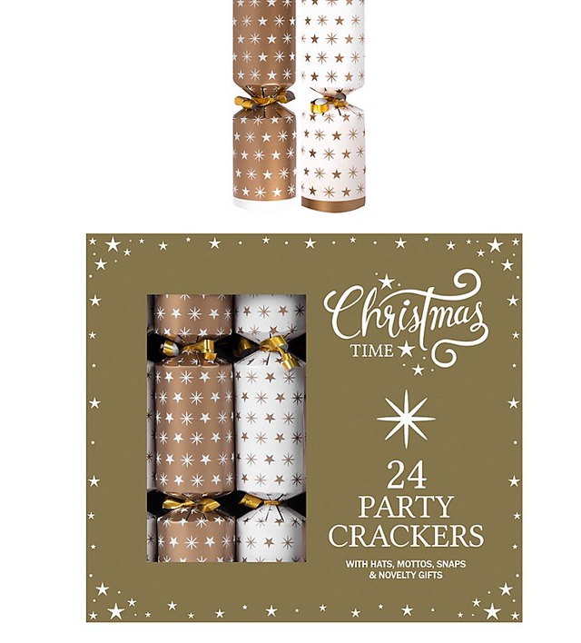 24 Pack of 9 Inch Gold Star Crackers - Party Box
