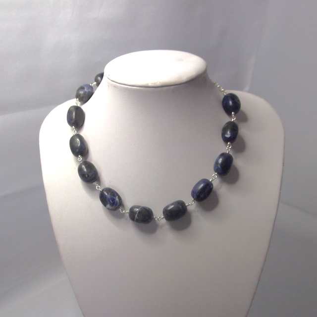 Sodalite large bead necklace