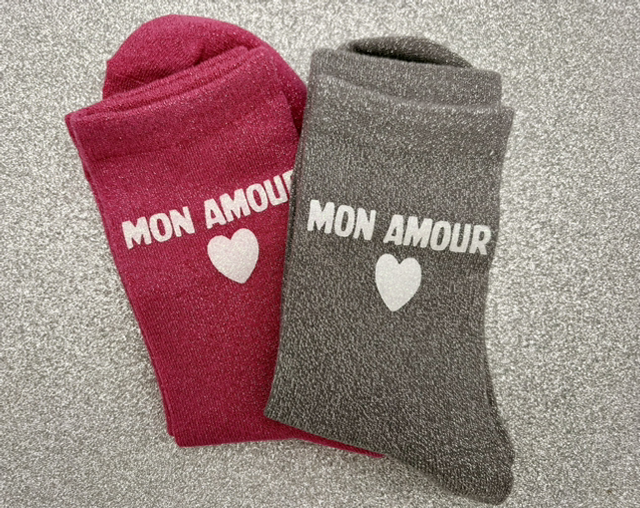 Chaussettes a paillettes MON AMOUR phospho