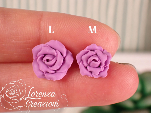 Orecchini a lobo rose viola lavanda