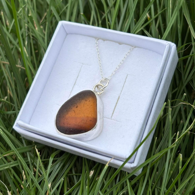 Seaham Multi Seaglass &amp; Recycled Silver Necklace 