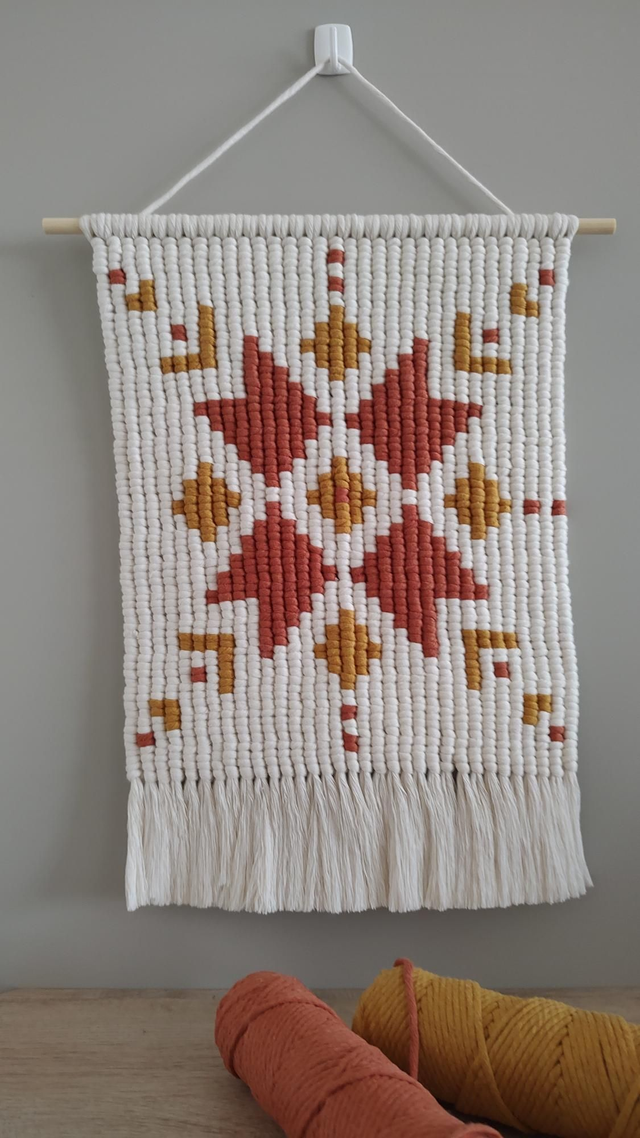 Tenture aztèque - Terracotta/ moutarde