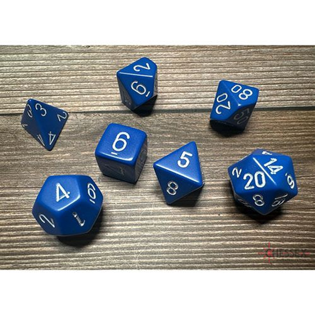 Chessex - Opaque Polyhedral 7 Dice Set - Blue w/White