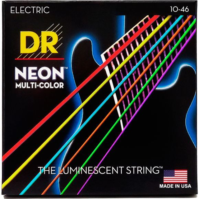 DR Strings NMCE-10 Hi-Def neon multi-color el-guitar-strenge, 010-046