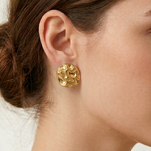 Orecchini Bottone Cerchio Ritorto  Gold 
