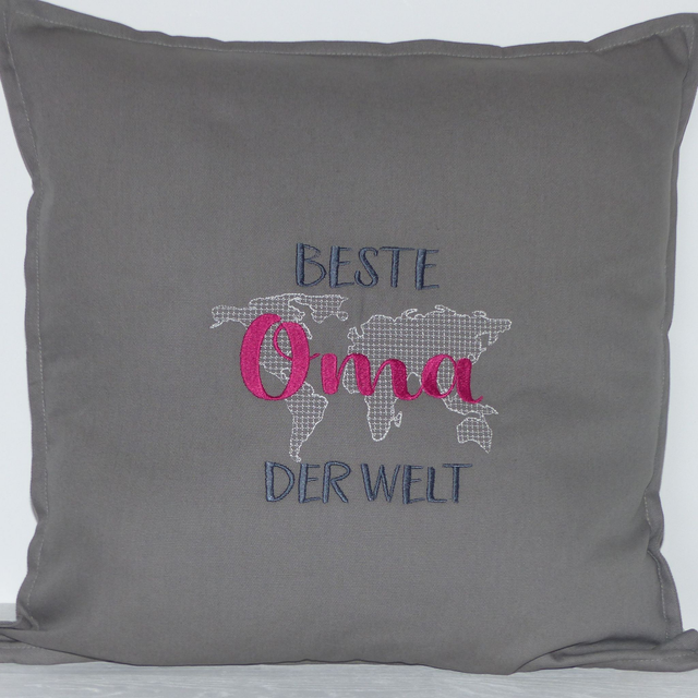 Kissenhülle grau „Beste Oma“