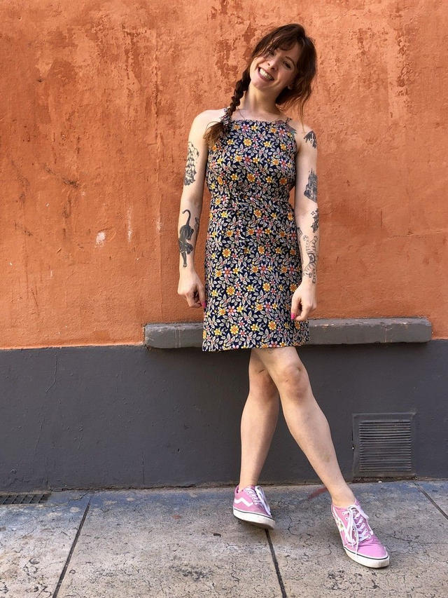 Robe Mikro marine fleurs multico