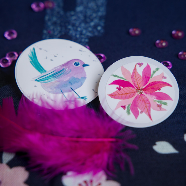 Lot de 2 stickers - Dreamy et fleur rose