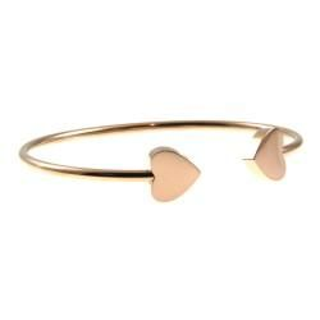 Bracciale donna rigido in acciaio rosato con cuori 