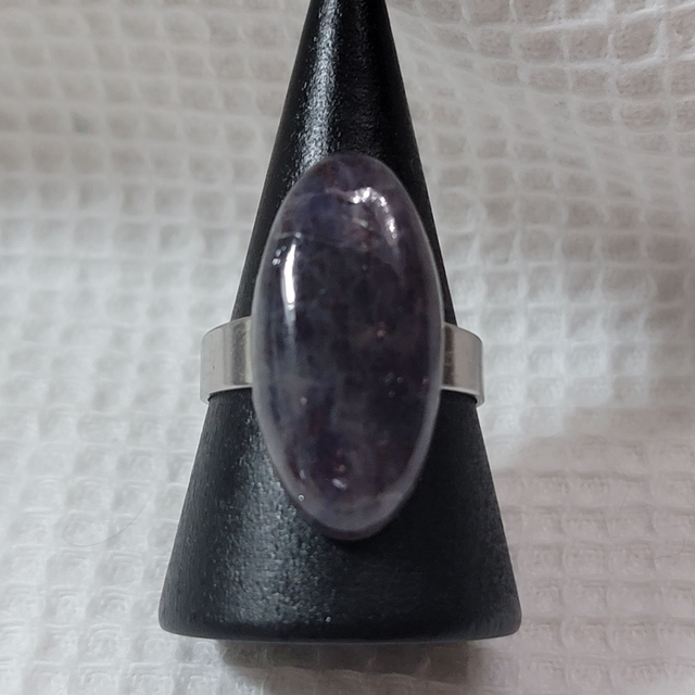 Bague Cordiérite (Iolite) acier inoxydable ajustable 4