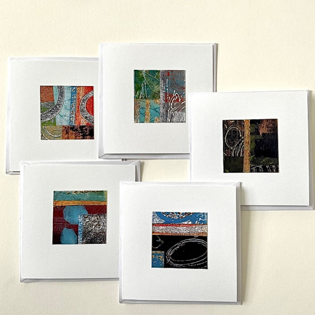 Hand gilded digitally printed cards set of five.