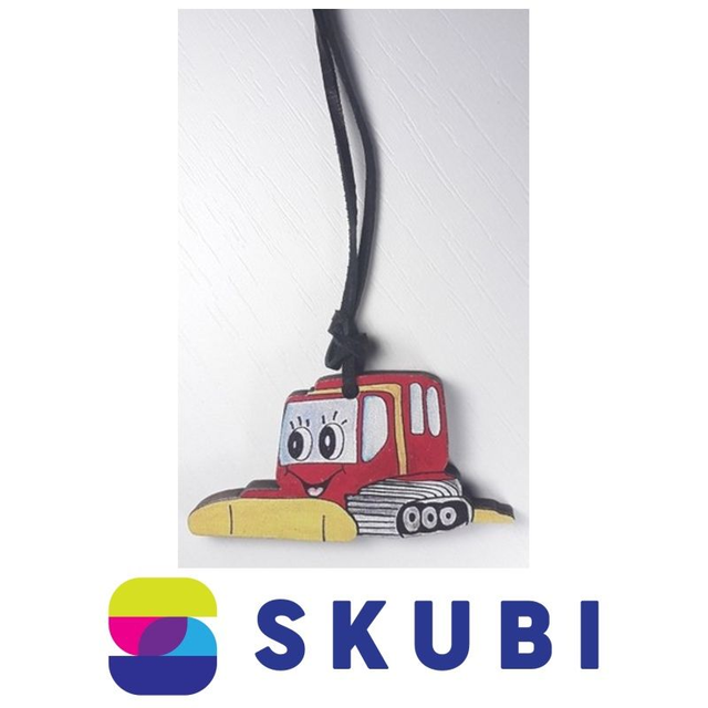 Přívěsek dřevěný - na krk - sněhová rolba