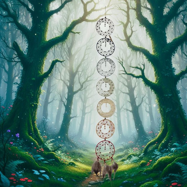 Attrape-Rêves 7 chakras (améthyste, lapis lazuli, angélite, aventurine verte, citrine, cornaline, jaspe rouge)