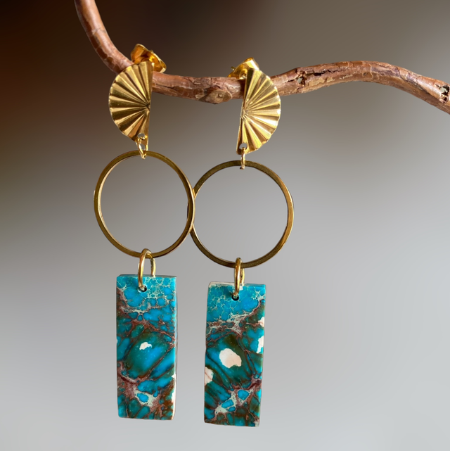 Boucles d’oreilles en Jaspe sédimentaire 