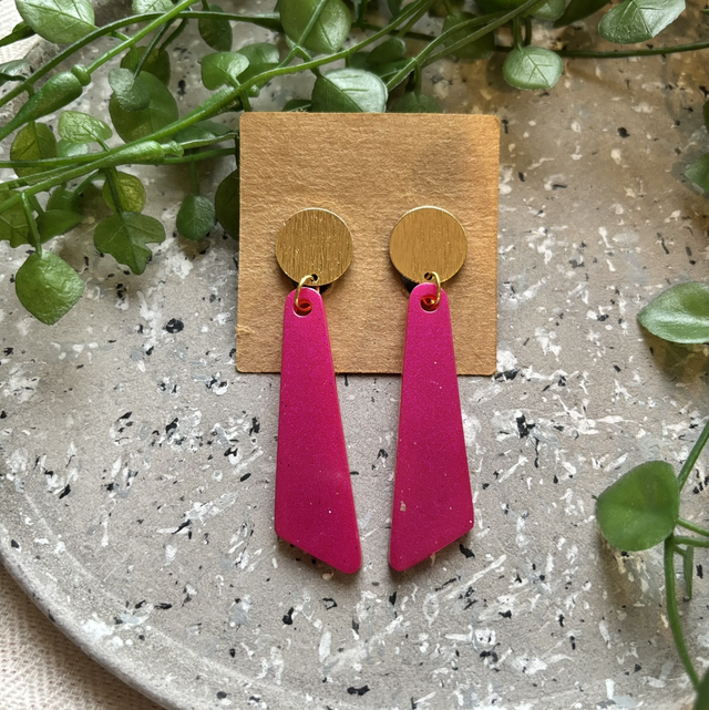 Boucles d’oreilles rose et dorées à paillettes 