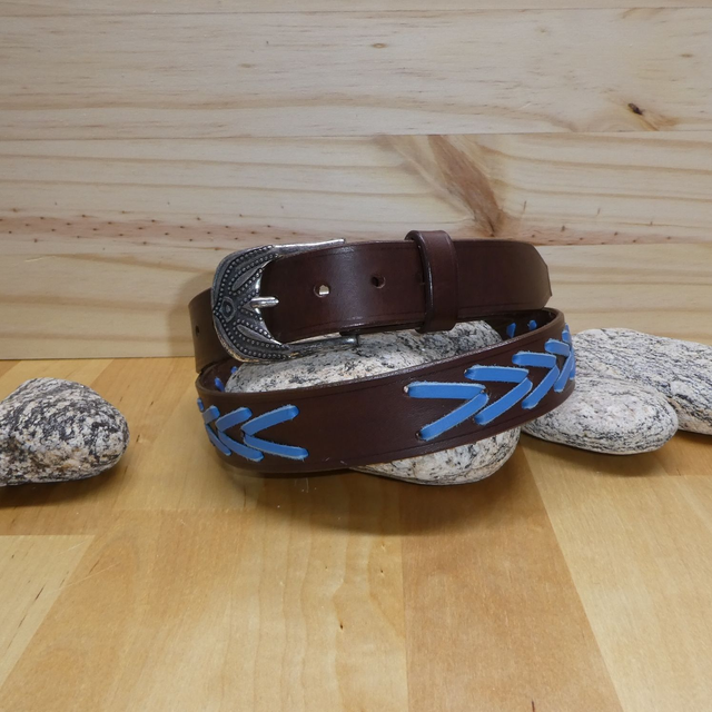 Ceinture Havane tressée bleu taille 90