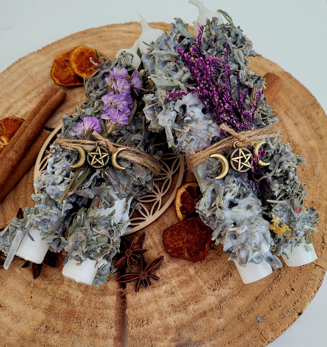 Bougies ritualisées Protection à la sauge (la paire)