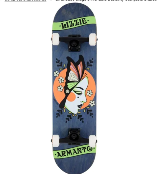 Birdhouse Stage 3 Armanto Butterfly Complete Skateboard - Blue 8''
