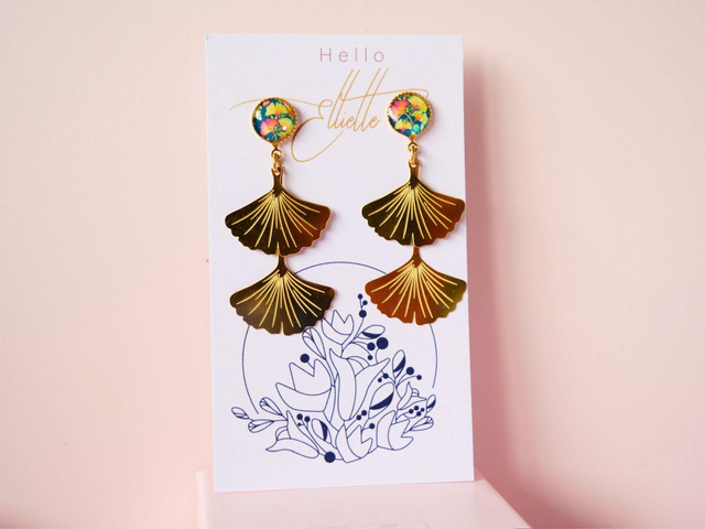 Boucles d'oreille ginkgo double