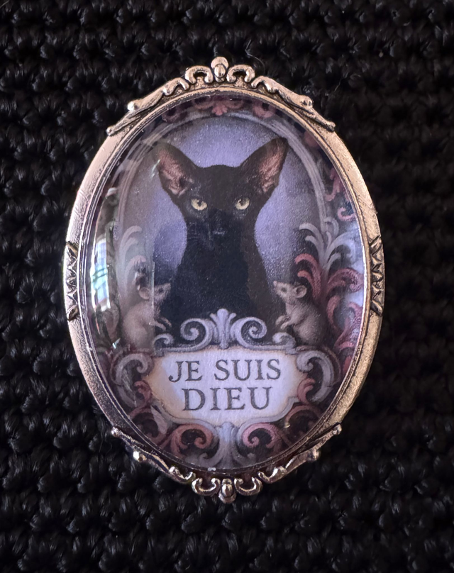 Broche chat oriental noir