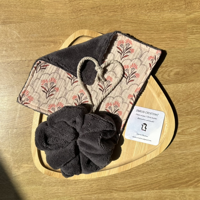 Duo débarbouillette et fleur de douche